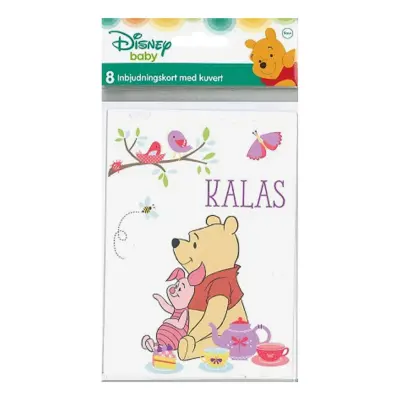 Inbjudningskort Kalas Nalle Puh - 8-pack