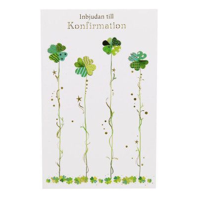 Inbjudningskort Konfirmation Blommor - 8-pack