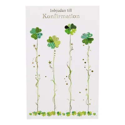 Inbjudningskort Konfirmation Blommor - 8-pack