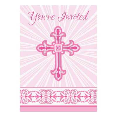 Inbjudningskort Kors Rosa - 8-pack