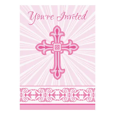 Inbjudningskort Kors Rosa - 8-pack