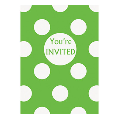 Inbjudningskort Limegröna Prickiga