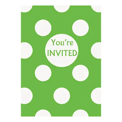 Inbjudningskort Limegröna Prickiga
