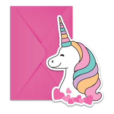 Inbjudningskort Magic Party Unicorn - 6-pack