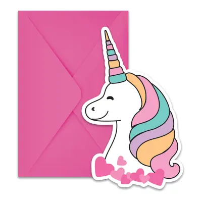 Inbjudningskort Magic Party Unicorn - 6-pack