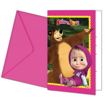 Inbjudningskort Masha och björnen 6-pack