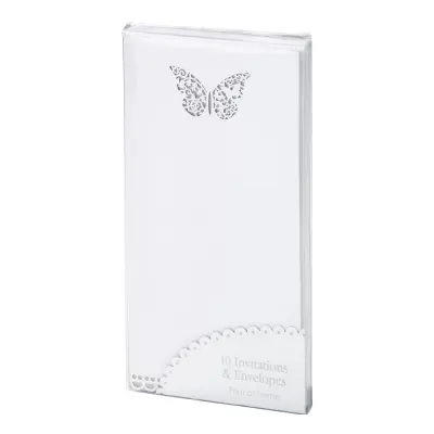 Inbjudningskort med Fjäril - 10-pack
