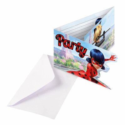 Inbjudningskort Miraculous Ladybug - 8-pack