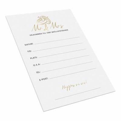 Inbjudningskort Mr&Mrs Bröllop - 8-pack