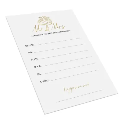 Inbjudningskort Mr&Mrs Bröllop - 8-pack