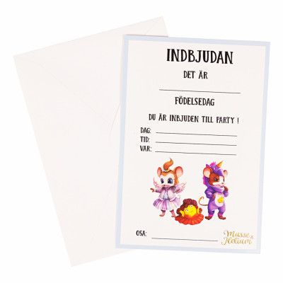 Inbjudningskort Musse&Helium - 8-pack