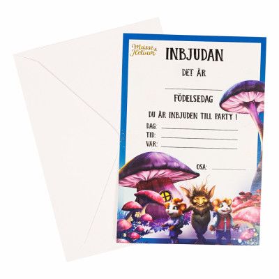 Inbjudningskort Musse&Helium Svampar - 8-pack