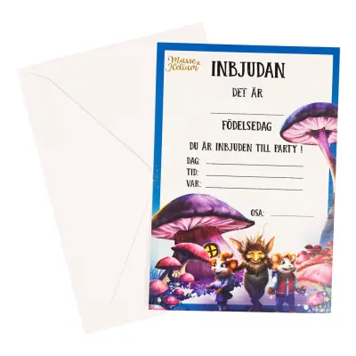 Inbjudningskort Musse&Helium Svampar - 8-pack