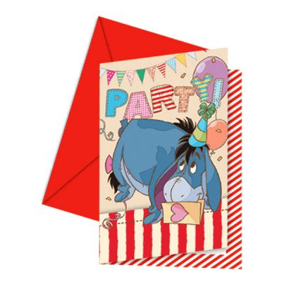 Inbjudningskort Nalle Puh - 6-pack