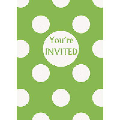 Inbjudningskort prickiga gröna 8-pack