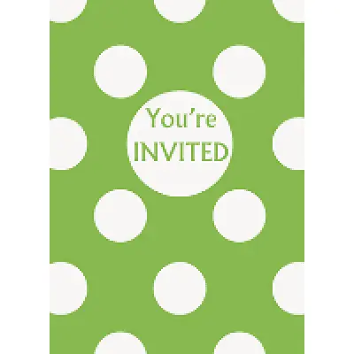 Inbjudningskort prickiga gröna 8-pack