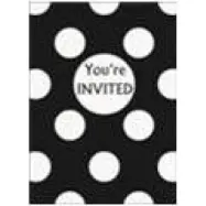 Inbjudningskort prickiga svarta 8-pack