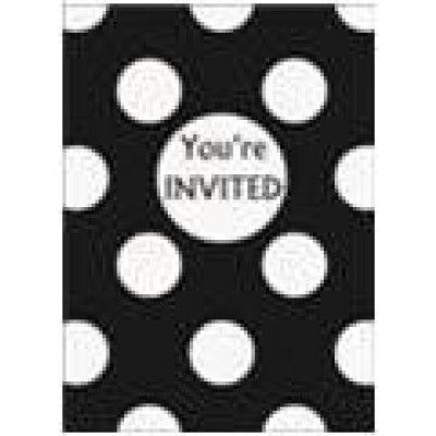 Inbjudningskort prickiga svarta 8-pack
