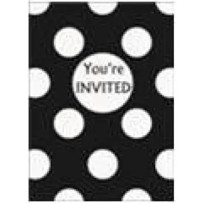 Inbjudningskort prickiga svarta 8-pack