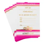 Inbjudningskort Prinsesskrona Rosa - 8-pack
