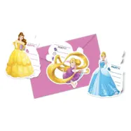 Inbjudningskort prinsessor 6-pack i tre motiv