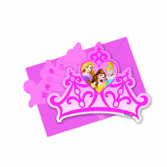 Inbjudningskort prinsessor Rapunzel, Belle & Askungen i tiara 6-pack