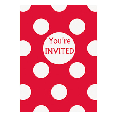 Inbjudningskort Röda Prickiga