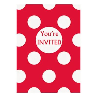 Inbjudningskort Röda Prickiga