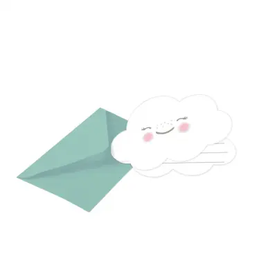 Inbjudningskort Regnbåge&Moln 8-pack