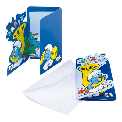 Inbjudningskort Smurfarna - 6-pack