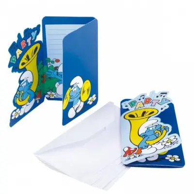 Inbjudningskort Smurfarna 6-pack