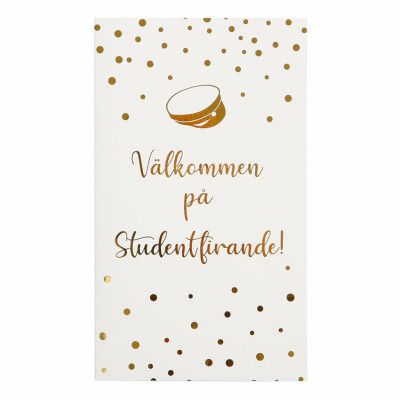 Inbjudningskort Studenten Guld - 6-pack