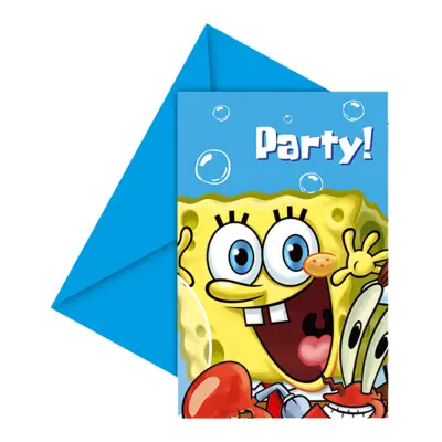 Inbjudningskort Svampbob - 6-pack