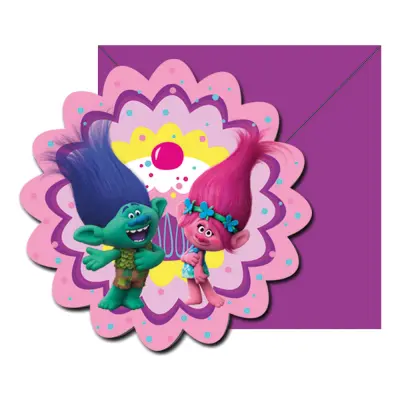 Inbjudningskort Trolls - 6-pack