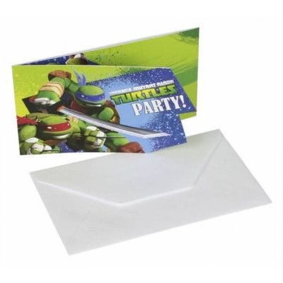 Inbjudningskort Turtles 6-pack