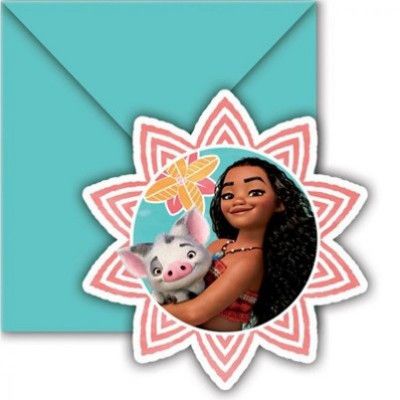 Inbjudningskort Vaiana / Moana 6-pack
