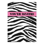 Inbjudningskort Zebra - 8-pack