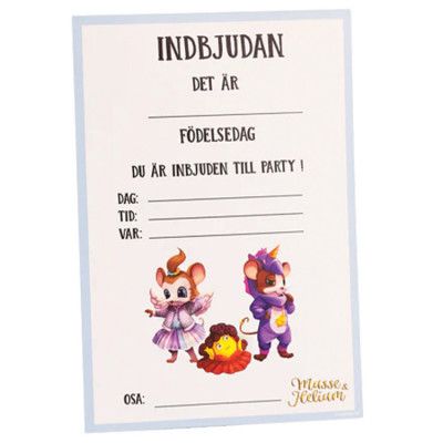 Musse&Helium Inbjudningskort Kalas 8-pack