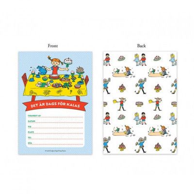 Pippi inbjudningskort 8-pack