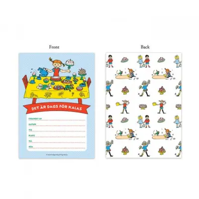 Pippi inbjudningskort 8-pack