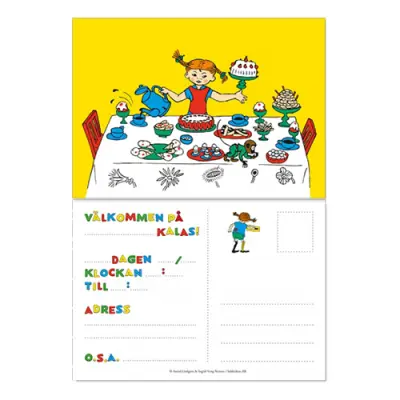 Pippi Långstrump Inbjudningskort