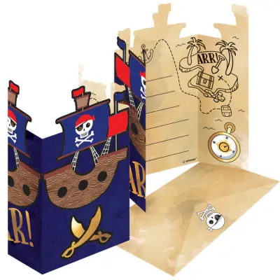 Pirat Inbjudningskort&Kuvert 8-pack