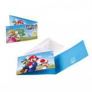Super Mario Inbjudningskort 8-pack med brev