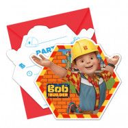 Inbjudningskort Byggare Bob - 6-pack