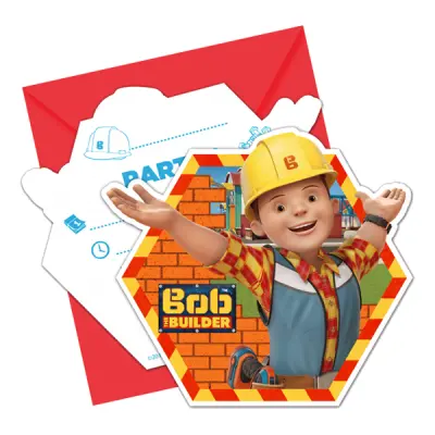 Inbjudningskort Byggare Bob - 6-pack