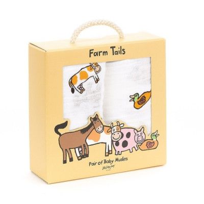 Jellycat Muslinfiltar 2-pack (Farm Tails)