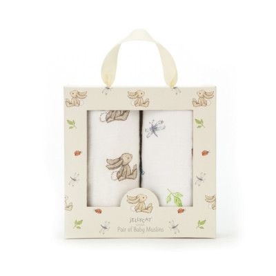 Jellycat Muslinfiltar 2-pack (Kanin)