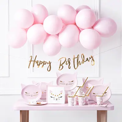 Dekorationspaket Happy Birthday Katt Rosa