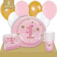 Kalaspaket Little Pink Star 1 år Enkel 8 pers