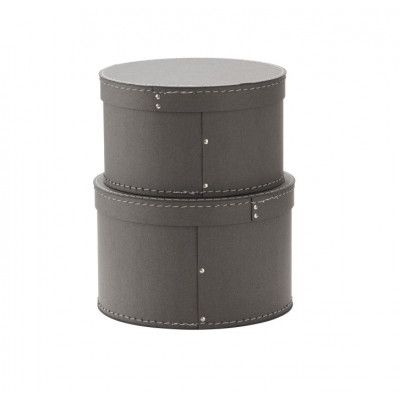 Kids Concept, Förvaringsbox Rund 2-pack Grå
